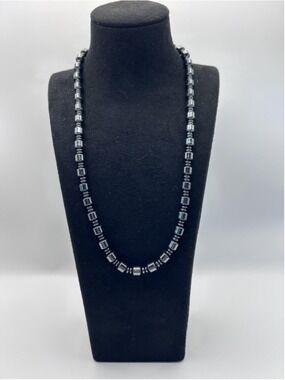 Necklace Gray Hematite Beaded 18 Inch Gemstone Strand Lobster Clasp Jewelry